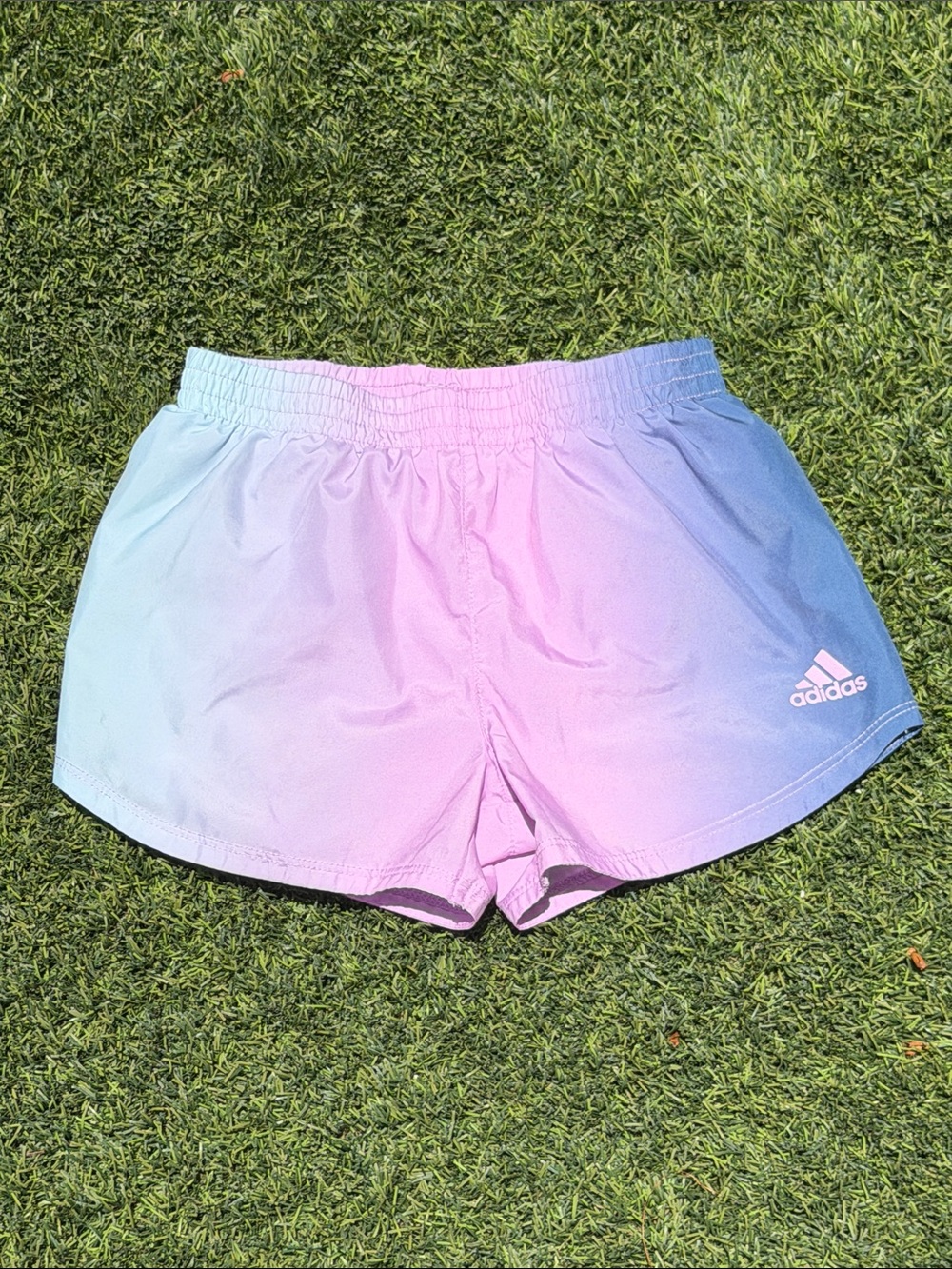 adidas kids Pink to Blue Ombre Athletic Shorts